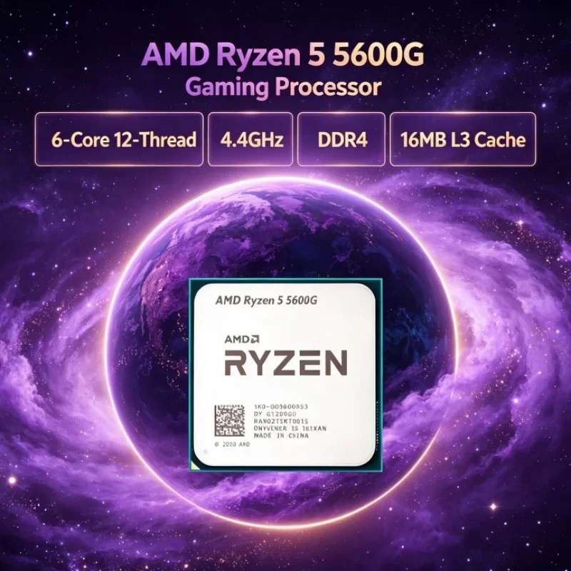 AMD Ryzen 5 5600G R5 6-Core 12-Thread 65W 3.9GHz Up to 4.4GHz L3=16M 7nm Socket AM4 DDR4 PCIe 3.0 Desktop Processor for Design