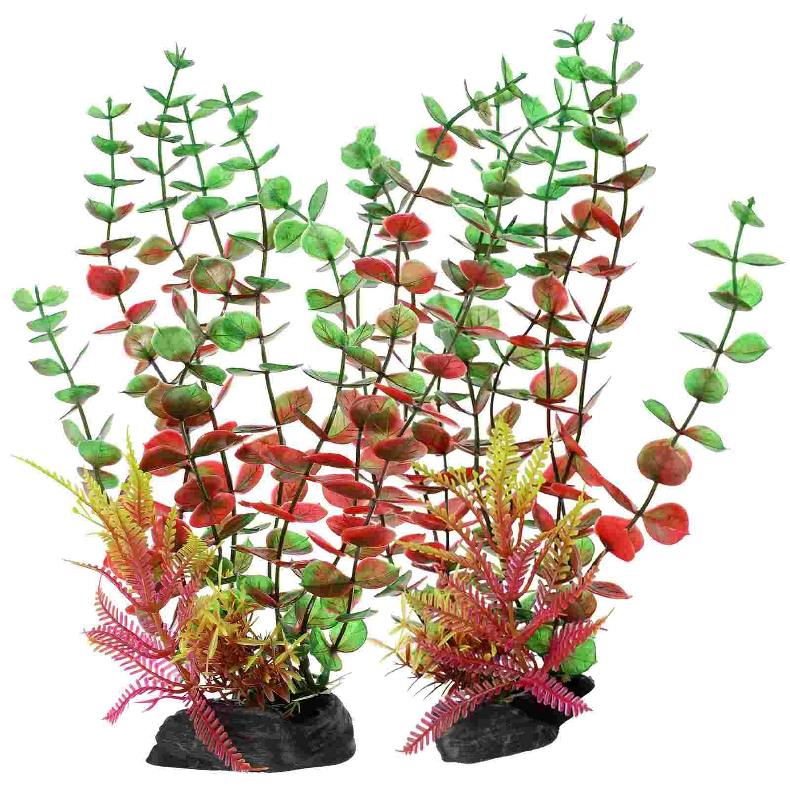 2 Pcs Aquarium Landscaping Plant Desktop Faux Decorations Plants for Replaceable Plastic Fish Accessory Tank Supplies