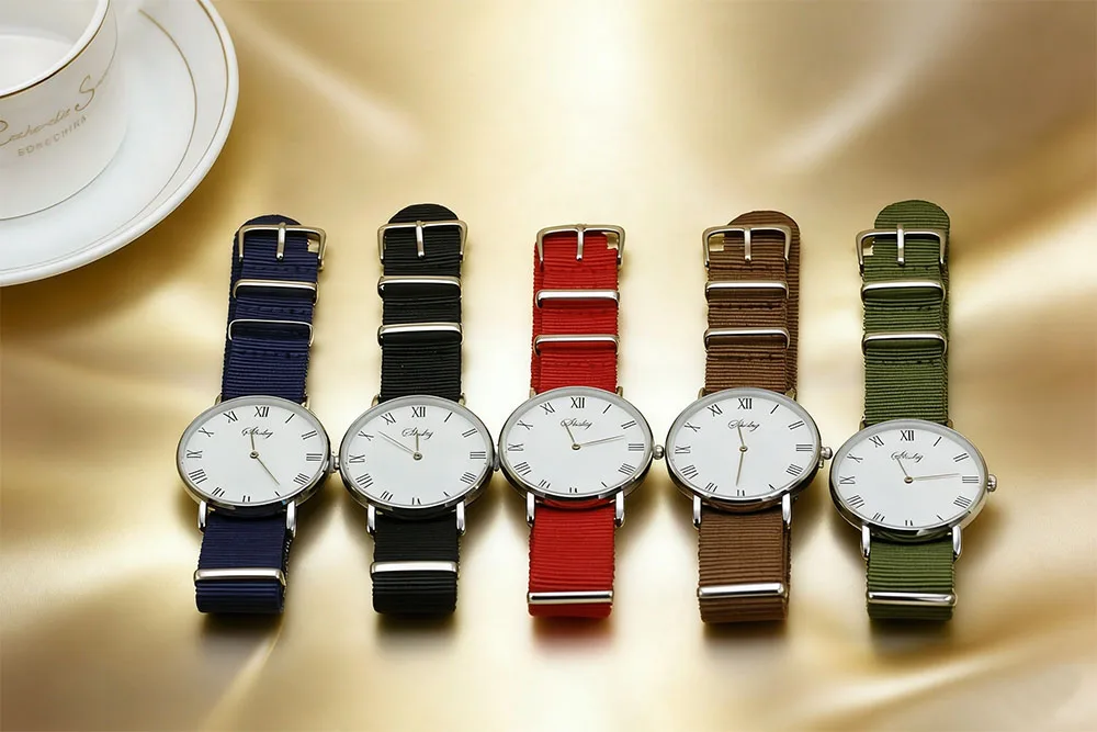 Large Face Black Case Watch Army Green Nylon Strap Minimalist Quartz Wristwatch Simple Casual Ladies Gift Unisex Student Watch