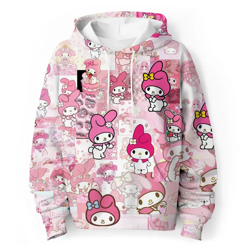 Hello Kitty Kuromi 3D Printed Children's Hoodie Sweatshirt Daily Outdoor Casual Children's Pullover