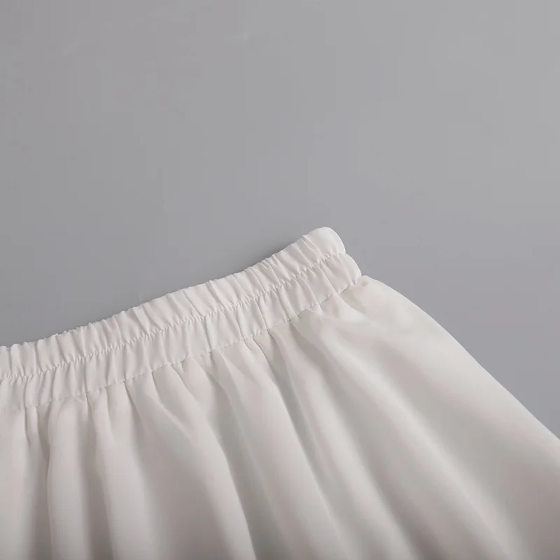Women's Summer White Mini Skirt High Waist A-Line Vintage Ruffle Tennis Style Black Elastic Waist Cute Ruffle Short Skirts