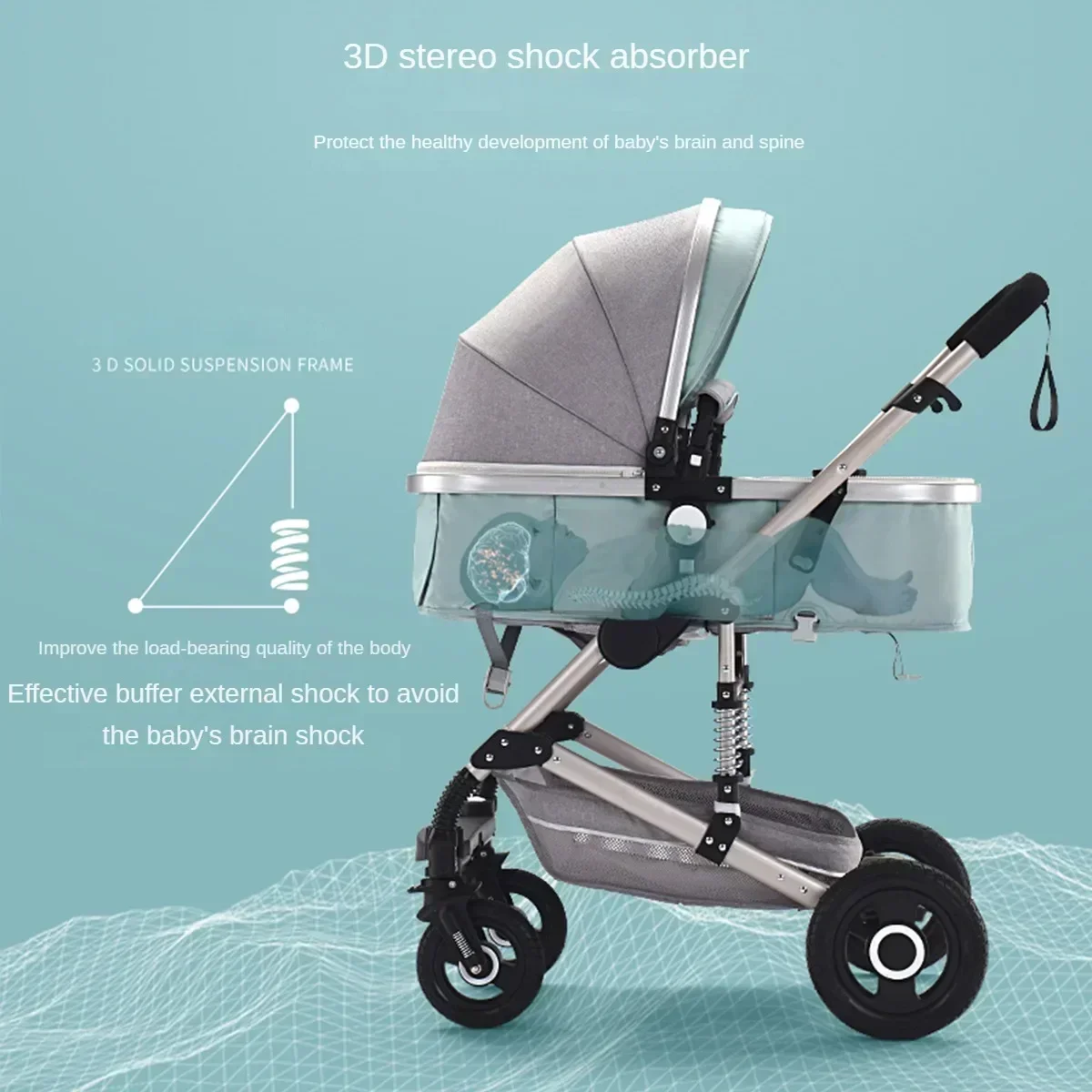 3-in-1-Kinderwagen, hochlandschafts-Kinderwagen, tragbarer Kinderwagen, multifunktionale Neugeborenen-Kutsche, doppelseitiges Modell 739