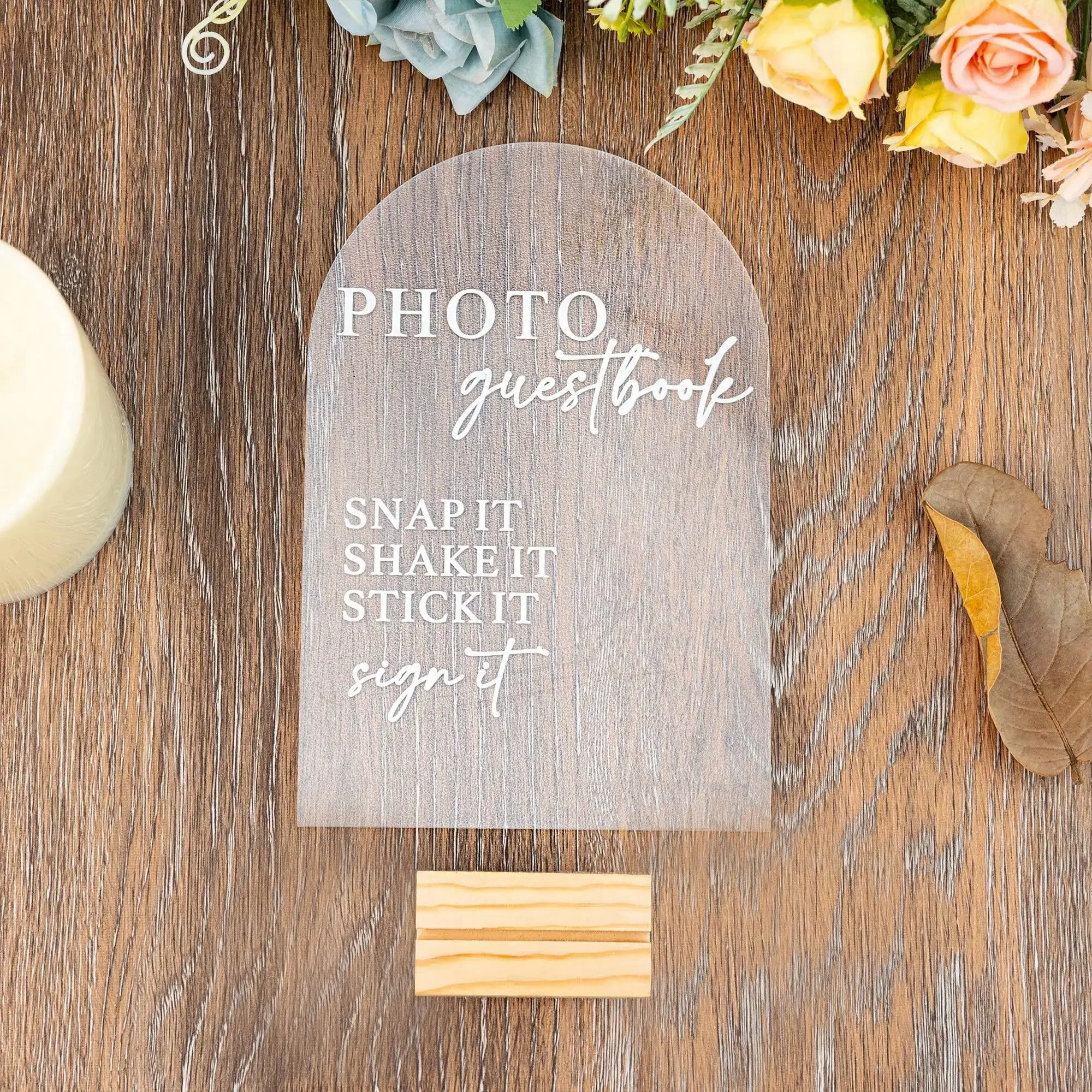 Arch Guest Book Sign, Photo Guestbook Sign, Polaroid Wedding Sign, Guestbook Acrylic Sign, Snap It Shake It Sign It
