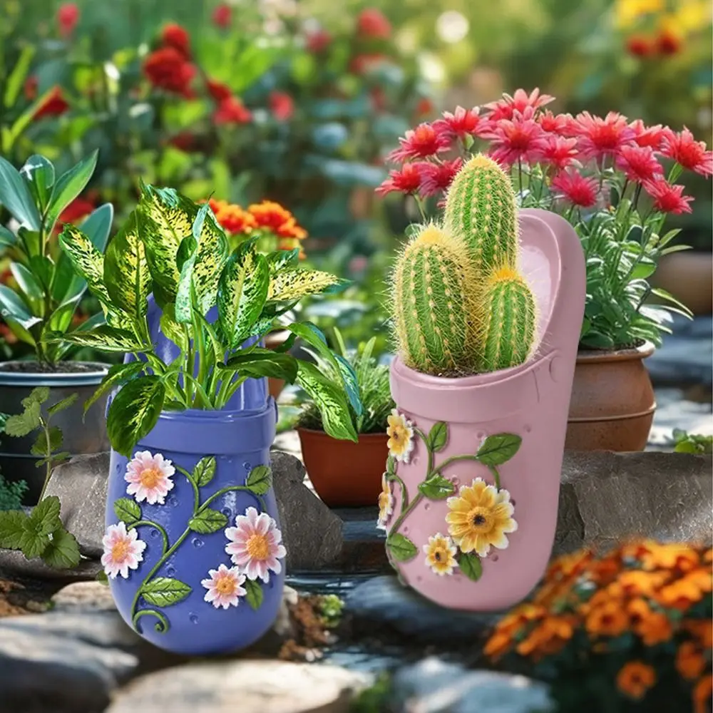 

Photo Prop Cartoon Slippers Flower Pot Funny Resin Crafts Shoes Flowerpot Waterproof Handmade Flower Holder For Restaurant Cafe