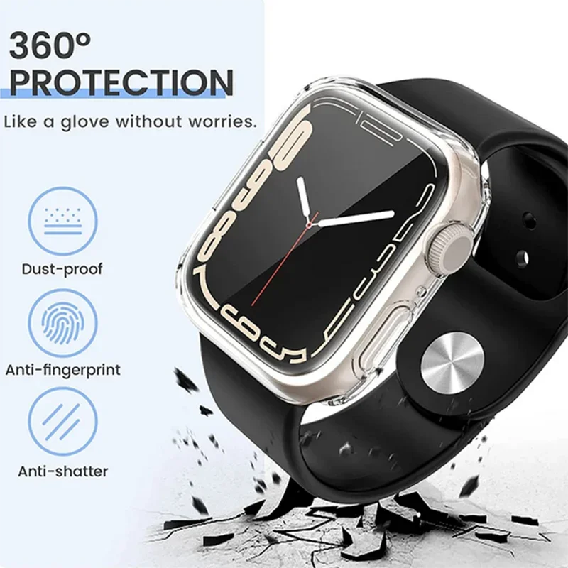 Screen Protector for Apple Watch Case 45mm 41mm 44MM 40MM 42mm 38MM Full TPU Bumper Cover Accessories Iwatch Series 9 8 7 SE 6 3