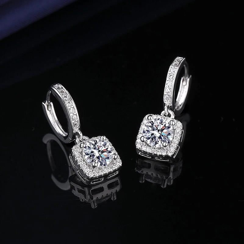 GRA Certificates 100% Real Moissanite 925 Sterling Silver D VVS1 Pass Diamond Tester Pen Moissanite Stud Earrings For Women