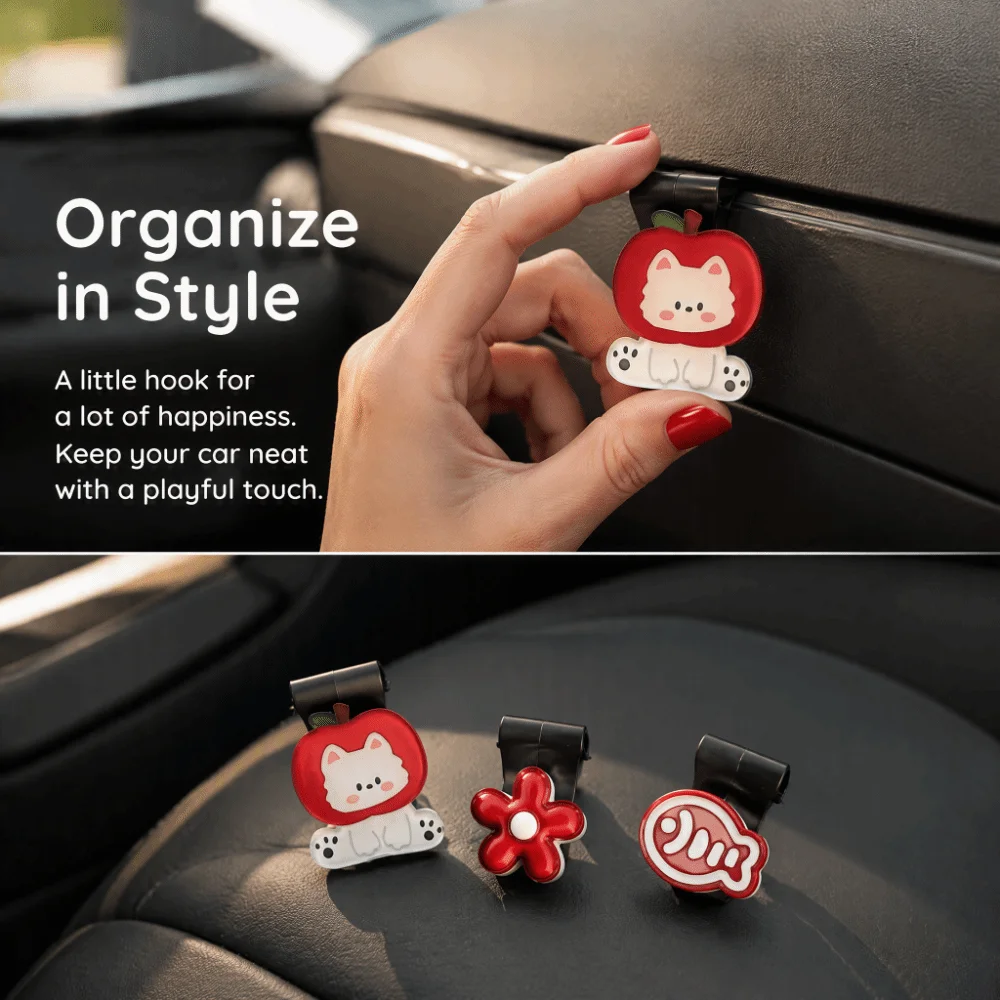 Cartoon Pattern Car Storage Hook Universal Large Load-Bearing Glove Box Hanger Hidden Car Hooks Car Interior Accessories