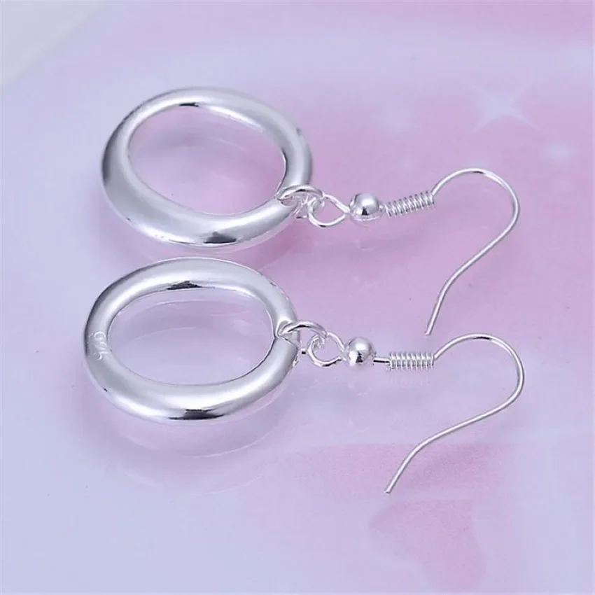 Hot 925 Sterling Silver Beautiful Circle Earrings for Women Fashion Designer Jewelry Party Wedding Accessories Holiday Gift