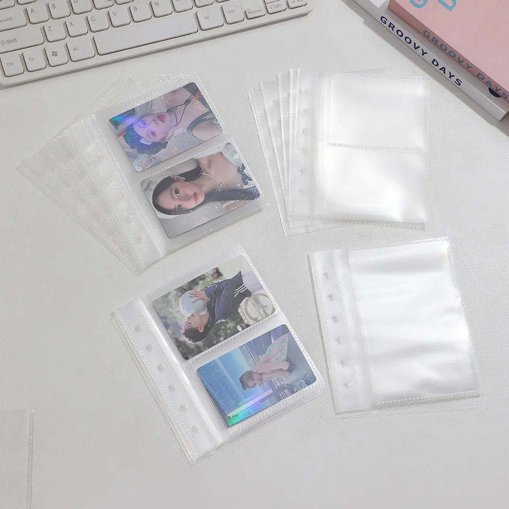 A7 10PCSLaser Transparent File Holder Notebook 6 Hole Loose Leaf DIY Document Bag Binder Rings PVC Storage Binding Folder