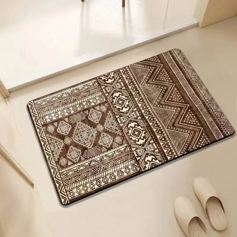 VIKAMA 40*60cm Crystal Velvet National Style Carpet Retro Persian Style Living Room Sofa Floor Mat Homestayrug Bohemian Door Mat