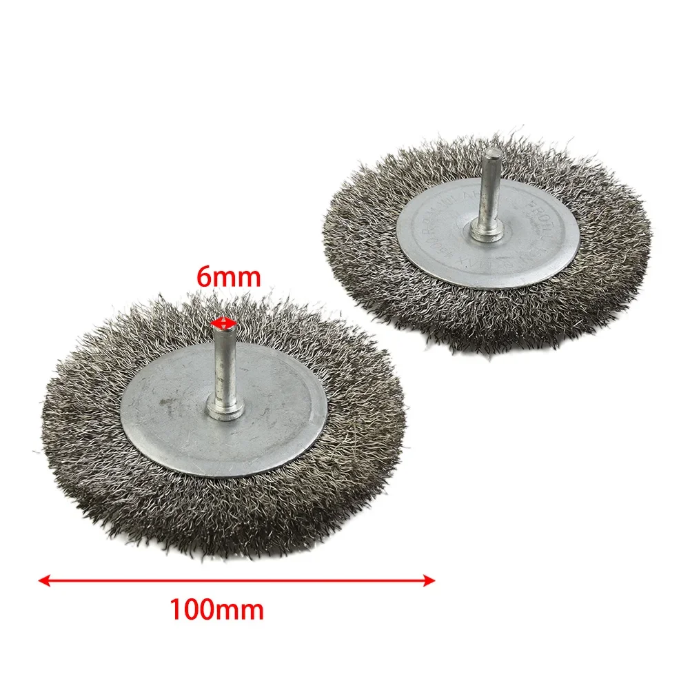 2pcs Wire Brush Wheel Cup Brush Set 6mm Shank Stainless Steel Wire Wheel Brush Polishing Brushes For Rotary Tools