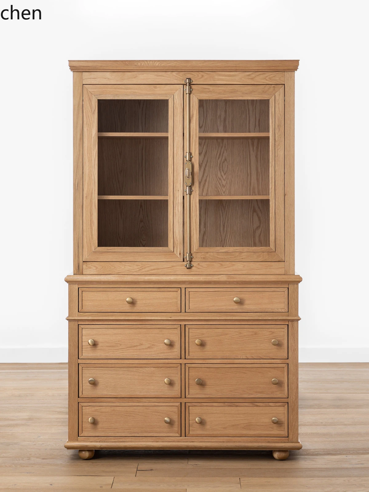 

ZMLRetro Solid Wood Sideboard Vintage Style Wine Cabinet Restaurant Wall-Mounted Integrated Storage Oak Display Cabinet