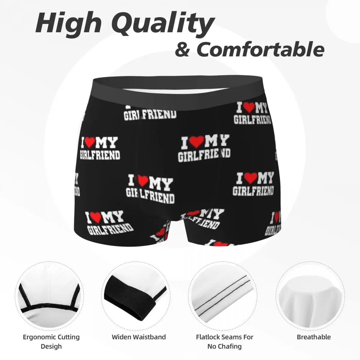 Boxer Underpants Shorts I Love My Girlfriend Panties Men Comfortable Underwear for Homme Man Boyfriend Gift