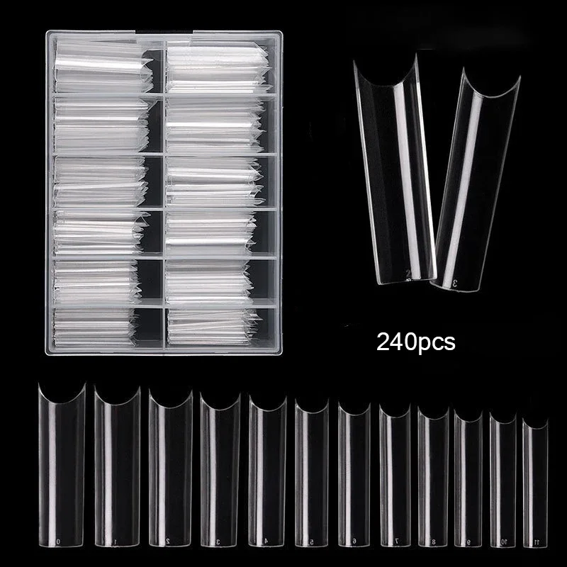 240pcs/Box XXL Extra Straight Nail Tips Long Square Coffin False Nails C Curved ABS Fake Nails Manicure Salon Nail Art Tools