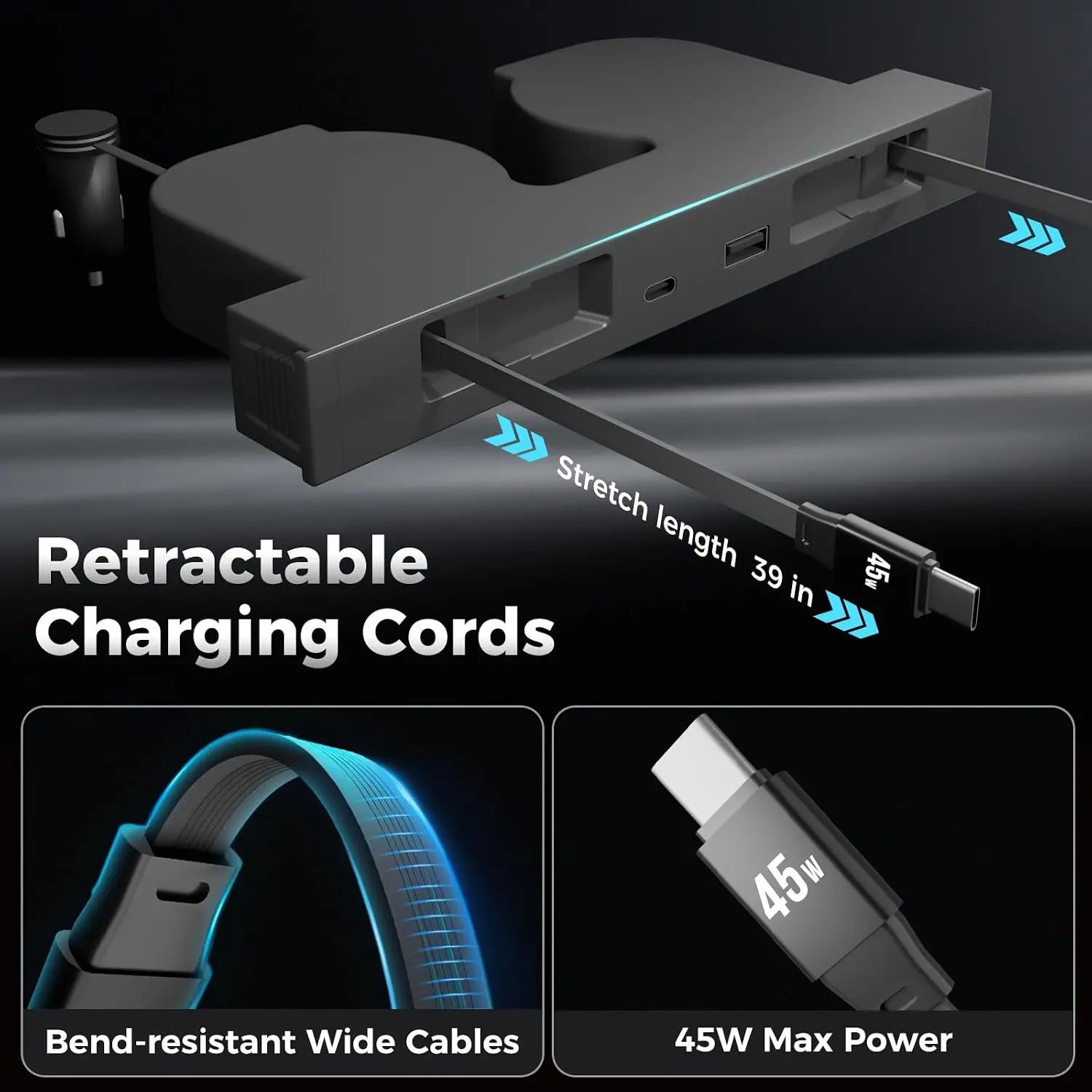 For Tesla Model 3/Y/YL Highland Juniper 2025 2026 45W Quick Charger Expansion Dock USB Shunt Hub Intelligent Docking Station