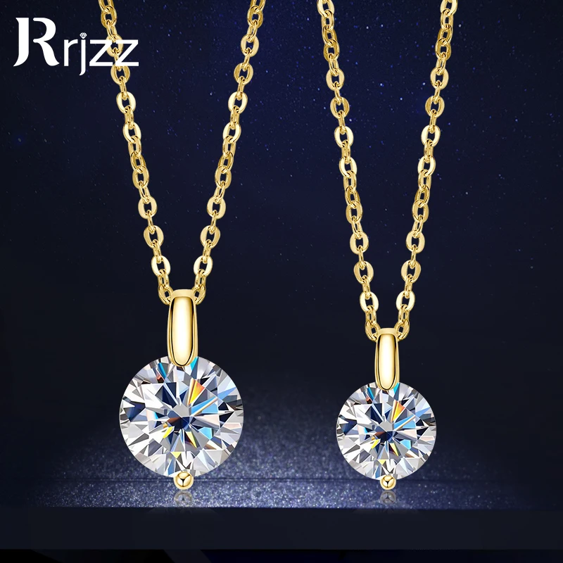 

Rrjzz 1CT 2CT D VVS1 Moissanite Diamond Certified Pendant Necklace for Women Wedding 100% S925 Sterling Silver Necklace Jewelry