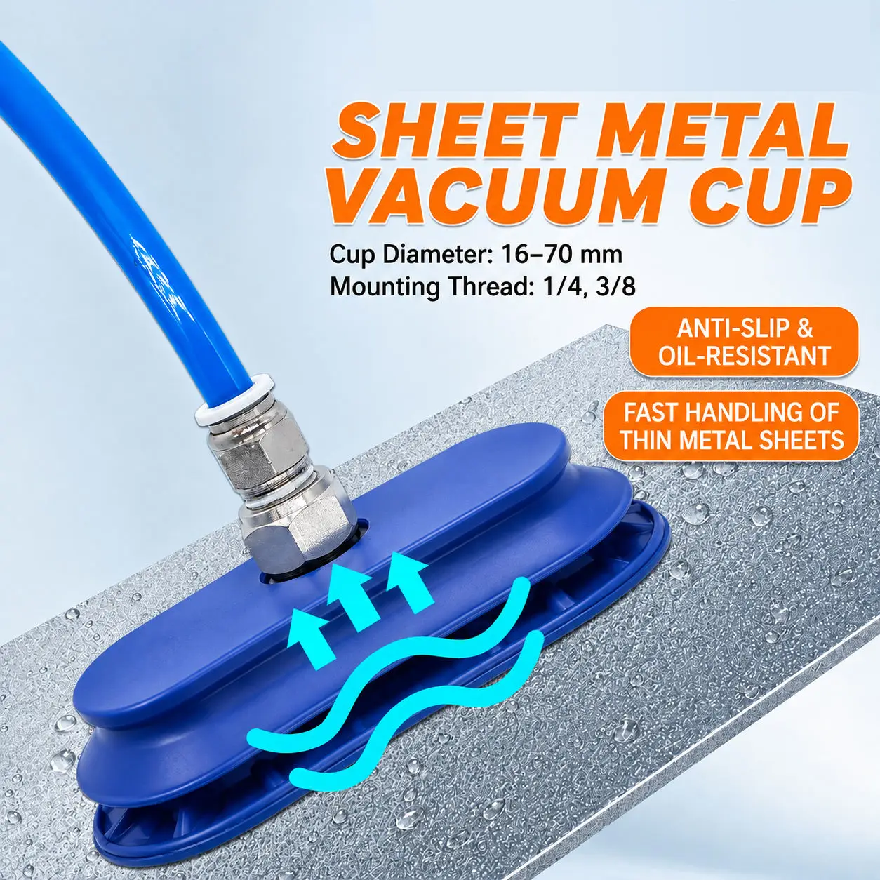 Oval Shaped Robotic Arm Vacuum Suction Cup SAOF/SAOB Series with Connecting Rod for Handling Metal Sheets SAOF-50X16 SAOB-60X30