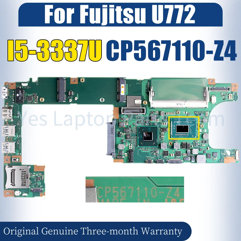 CP567110-Z4 For Fujitsu U772 Laptop Mainboard SR0XL I5-3337U 100％ Tested Notebook Motherboard