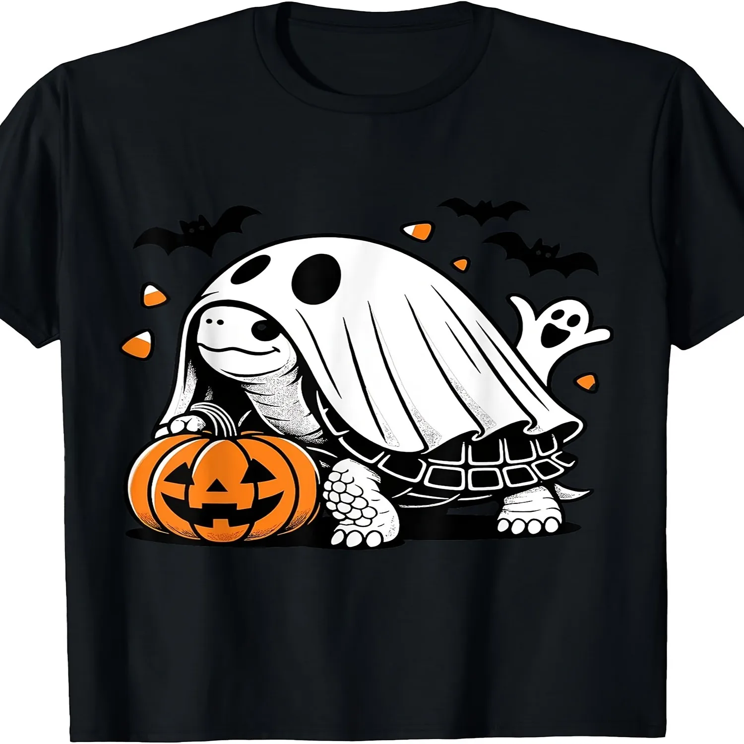 Halloween Turtle Pumpkin Tortoise Costume TShirtRetro Casual Crew Neck Printed T-Shirt Casual T-shirt, Minimalist Tee,