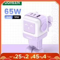 New！UGREEN 65W GaN Charger Robot Design Quick Charge 4.0 3.0 PPS for iPhone 16 15 14 Pro Macbook Laptop Tablet PD Fast Charger