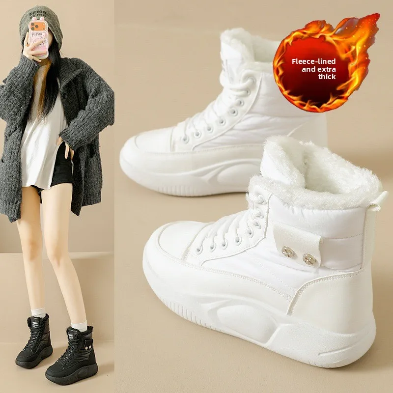 

Disney High-Top Snow Boots for Women Winter 2025 New: Fleece-Lined Thick Warm Cotton Boots, Platform Short Boots