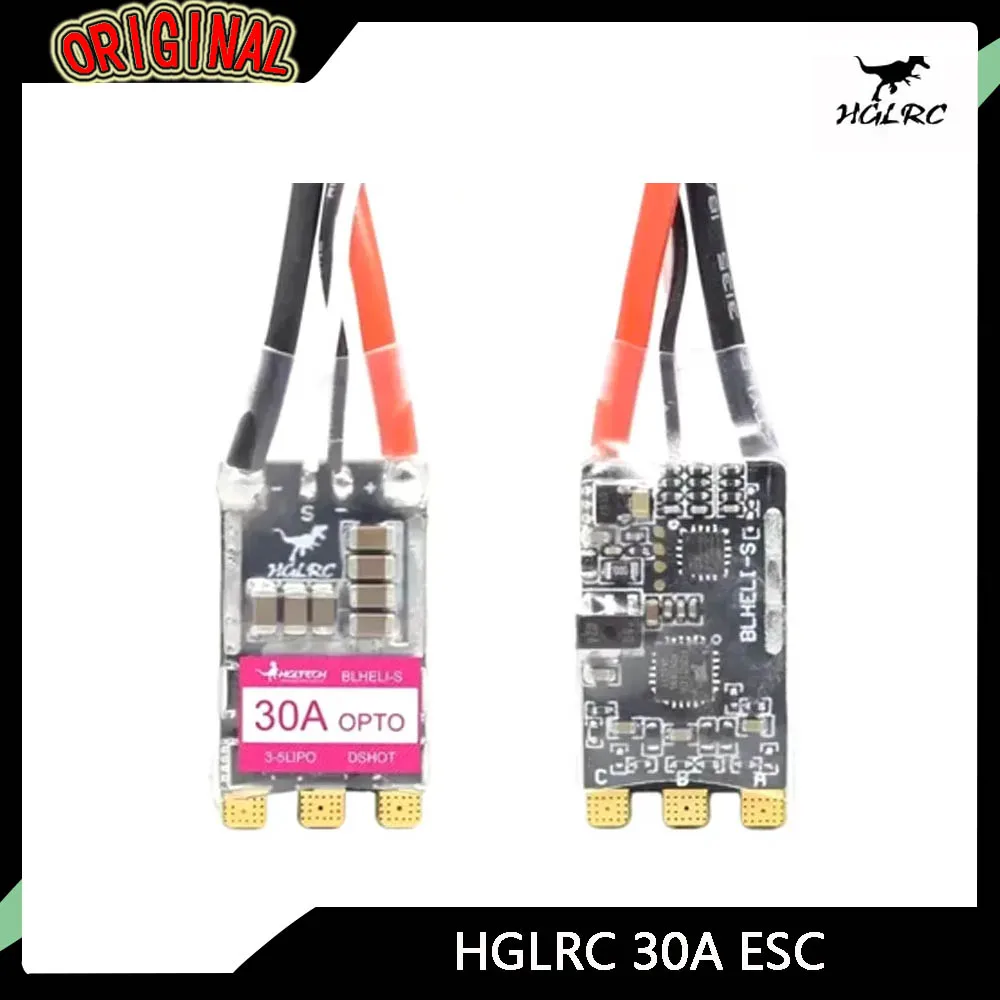 

HGLRC 2025 New 30A Brushless ESC - BLHELI_S 16.5, BB2, DSHOT600, 3-5S, for FPV Racing & RC Freestyle Drones