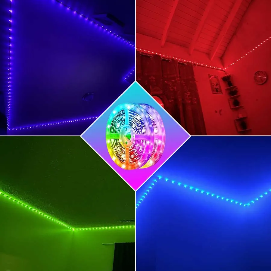 LED light strip with three-button controller, USB powered, adjustable lighting modes, RGB color changing, flexible and cutable,