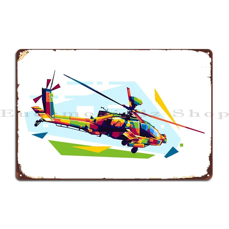 Ah 64d Apache Longbow Metal Signs Rusty Character Mural Personalized Party Tin Sign Poster