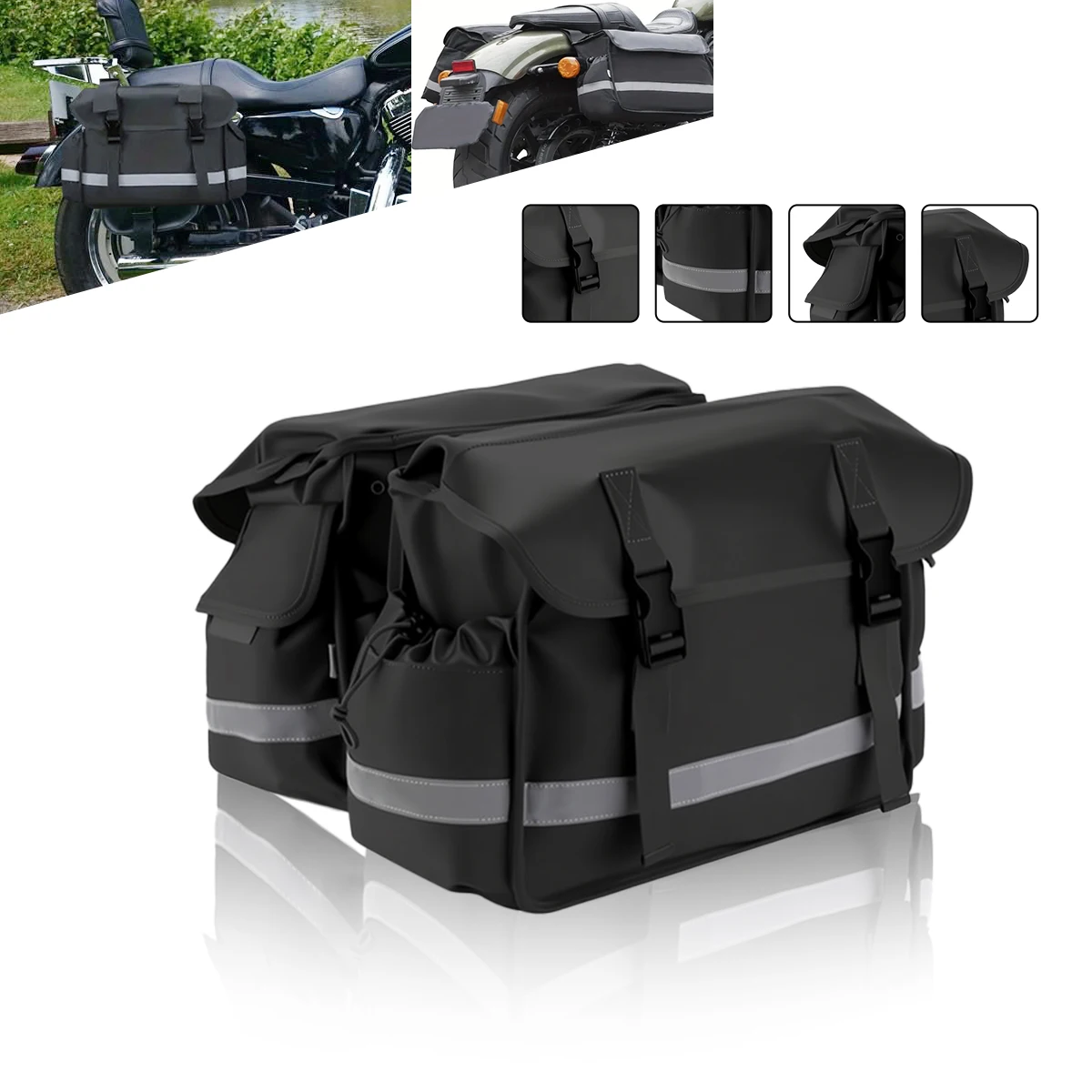 ヴィンテージバイク用サイドバッグ-防水オイルワックスキャンバス製ハンギングバッグ-小型電動自転車用ハンギングツールキット