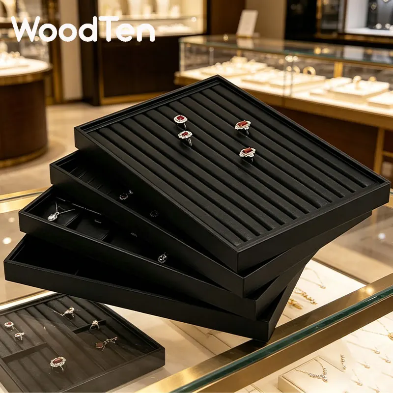 

Подставка для украшений WoodTen: кожаный органайзер для демонстрации ожерелий, браслетов, колец и часов, выдвижной ящик-витрина для ювелирных изделий