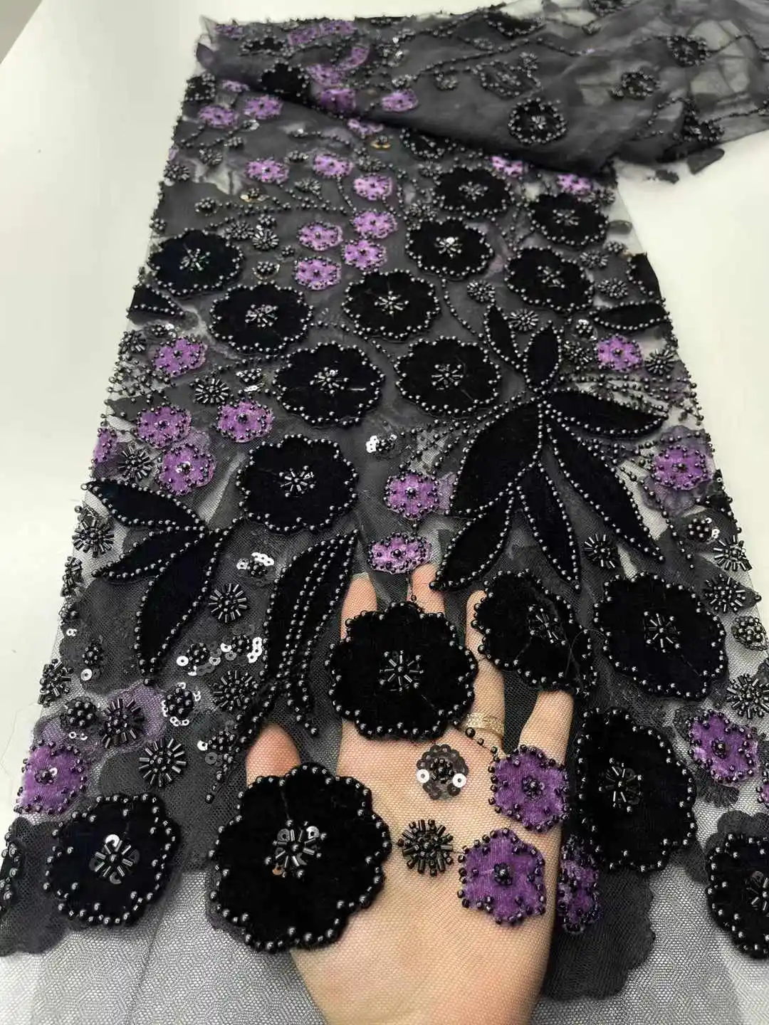 African Embroidered Beads Tulle Lace Fabric Elegant French Mesh Lace Fabric 2025 High Quality  Luxury Dress for Women - XZ