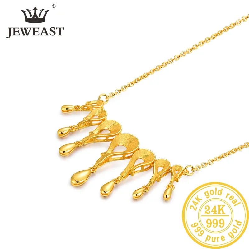 

HMSS 24K Pure Gold Necklace Real AU 999 Solid Gold Chain Beautiful Upscale Trendy Classic Party Fine Jewelry Hot Sell New 2023