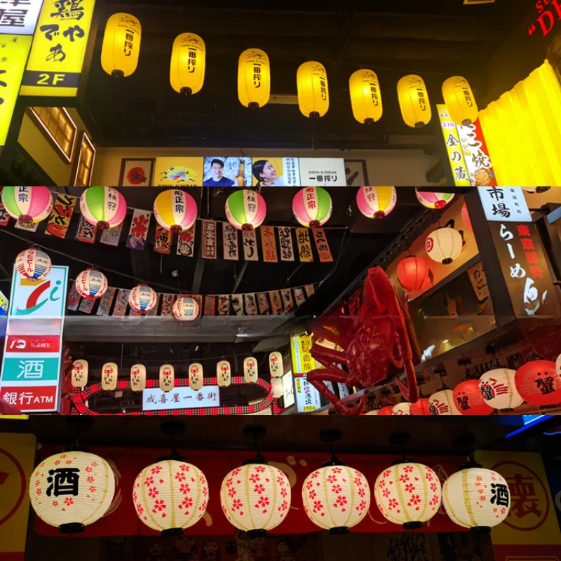 30cm Japanese Izakaya Outdoor Waterproof Decor Lanterns Sake Sushi Lamian Noodles Salmon Cuisine Restaurant Advertising Lantern