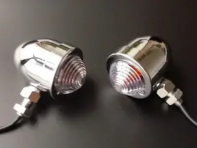 Chrome Metal  Bullet TURN SIGNAL Cruiser Chopper CB GS V-Star XS KZ Z1000 For Cafe Racer Rat Vintage Retro Old School