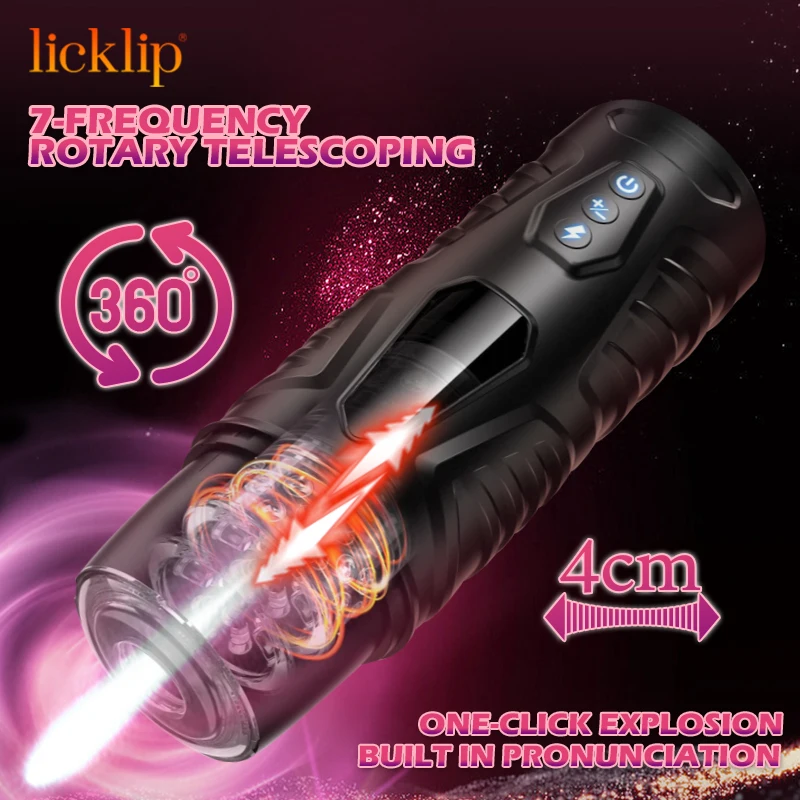 Licklip Wearable Masturbation Automatic Telescopic Rotating Male Masturbator Vibration Blowjob Matching Hands-free Belt