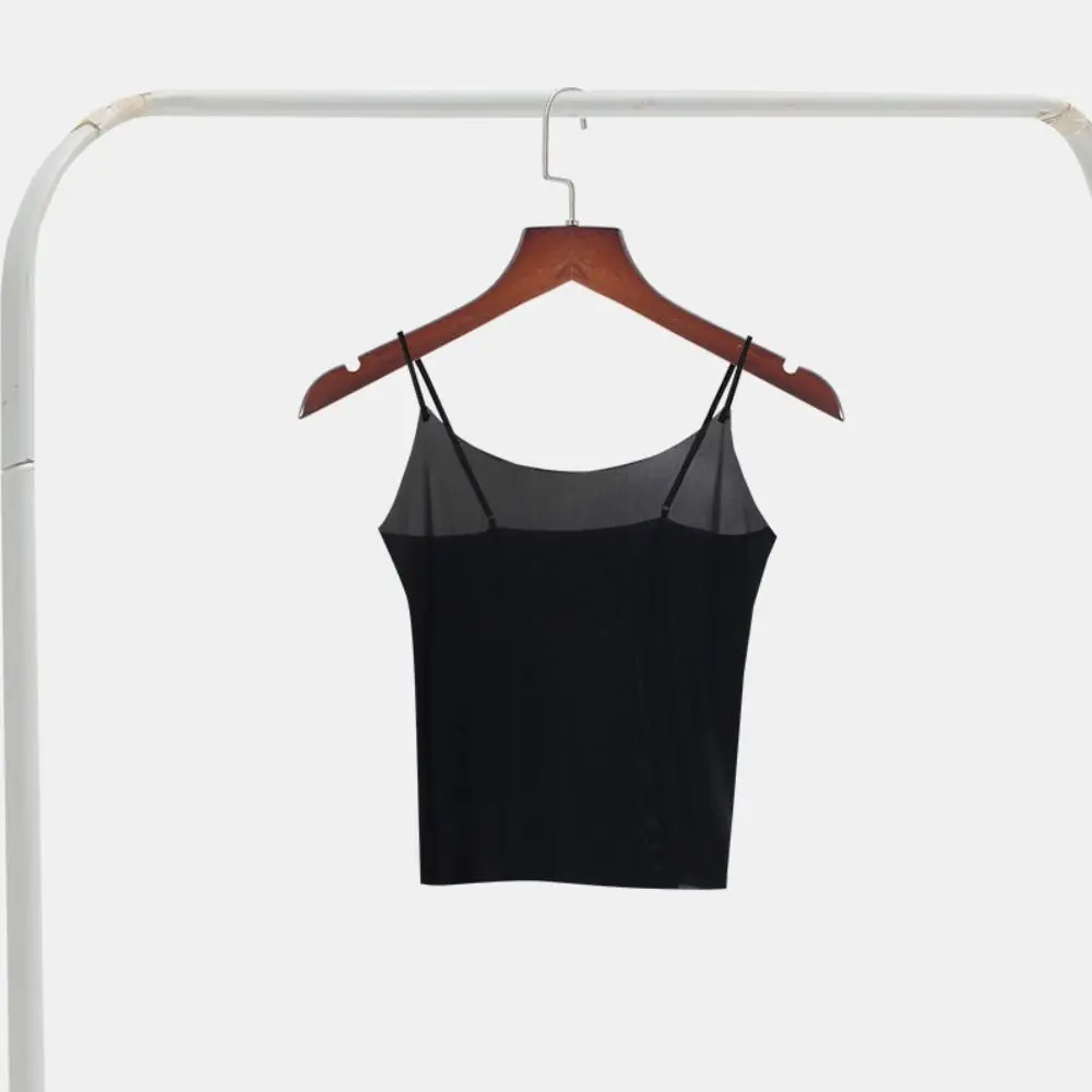 Dünnes Eisseiden-Trägertop ohne Nähte, Bralette, Crop-Top, schmal geschnittenes Top, Streetwear, Damen-Top, ärmelloses Camisole, Club-Top – Detail 4