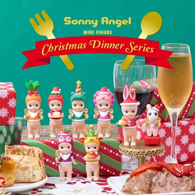 2024 New Genuine Sonny Angel Series Christmas Dinner Blind Box Kawaii Angel Figures Mystery Suprised Boxes Kids Christmas Gifts