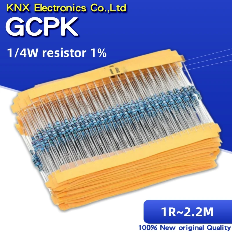 

1000pcs Metal film resistor 1/4W series 1R~2.2M 1% resistance 10K 22K 47K 100K 100 220 1K5 100R 220R 1K 1.5K 2.2K 4.7K 4K7 ohm