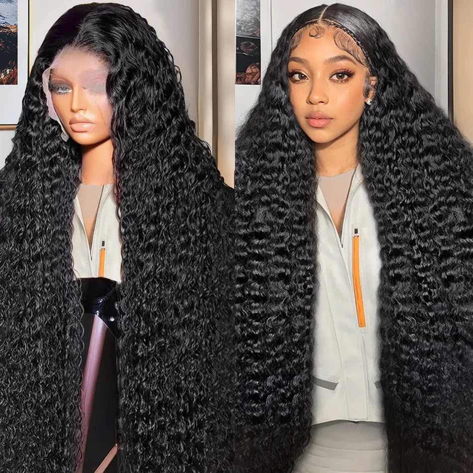 

13x6 Deep Wave HD Transparent Lace Frontal Human Hair Wig 180 Density 30 40 Inch 13x4 Curly Lace Front Wig For Women 4X4 Closure