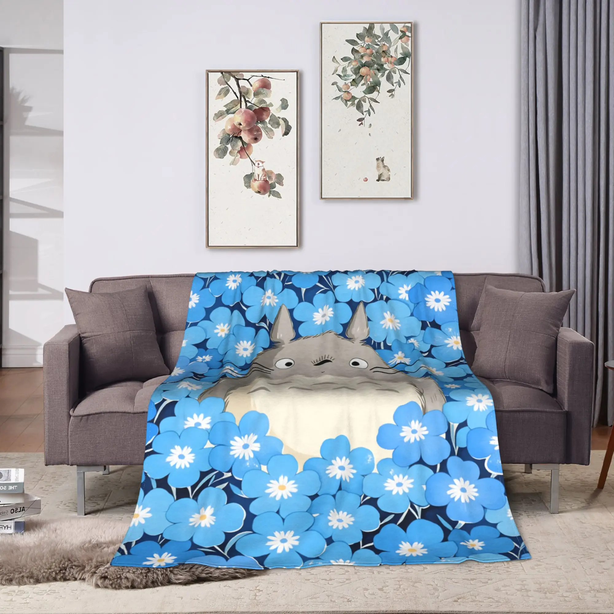 Traditional Nekobasu Japanese Blanket T-Totoros Travel Flannel Bedding Throws For Living Room Warm Bedspread Birthday Present view 2