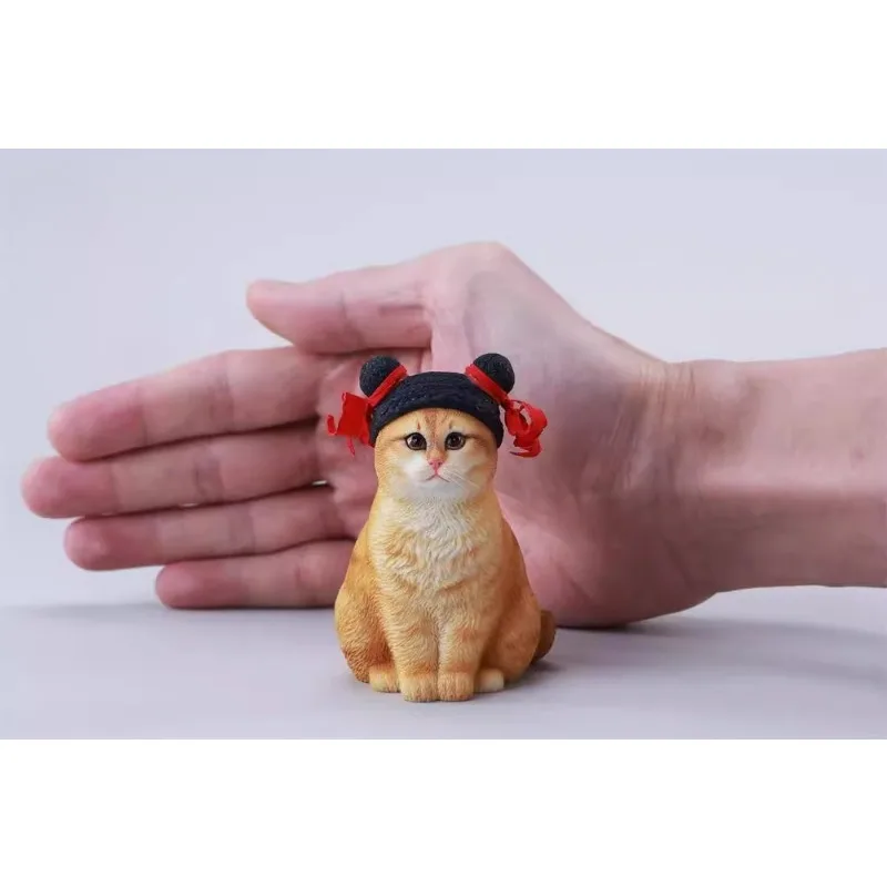 in stock JXK 1/6 Scale Orange Cat with Black Meatball Hairstyle Hat Model Animal for 12'' Action Figures Body Accessory Gift