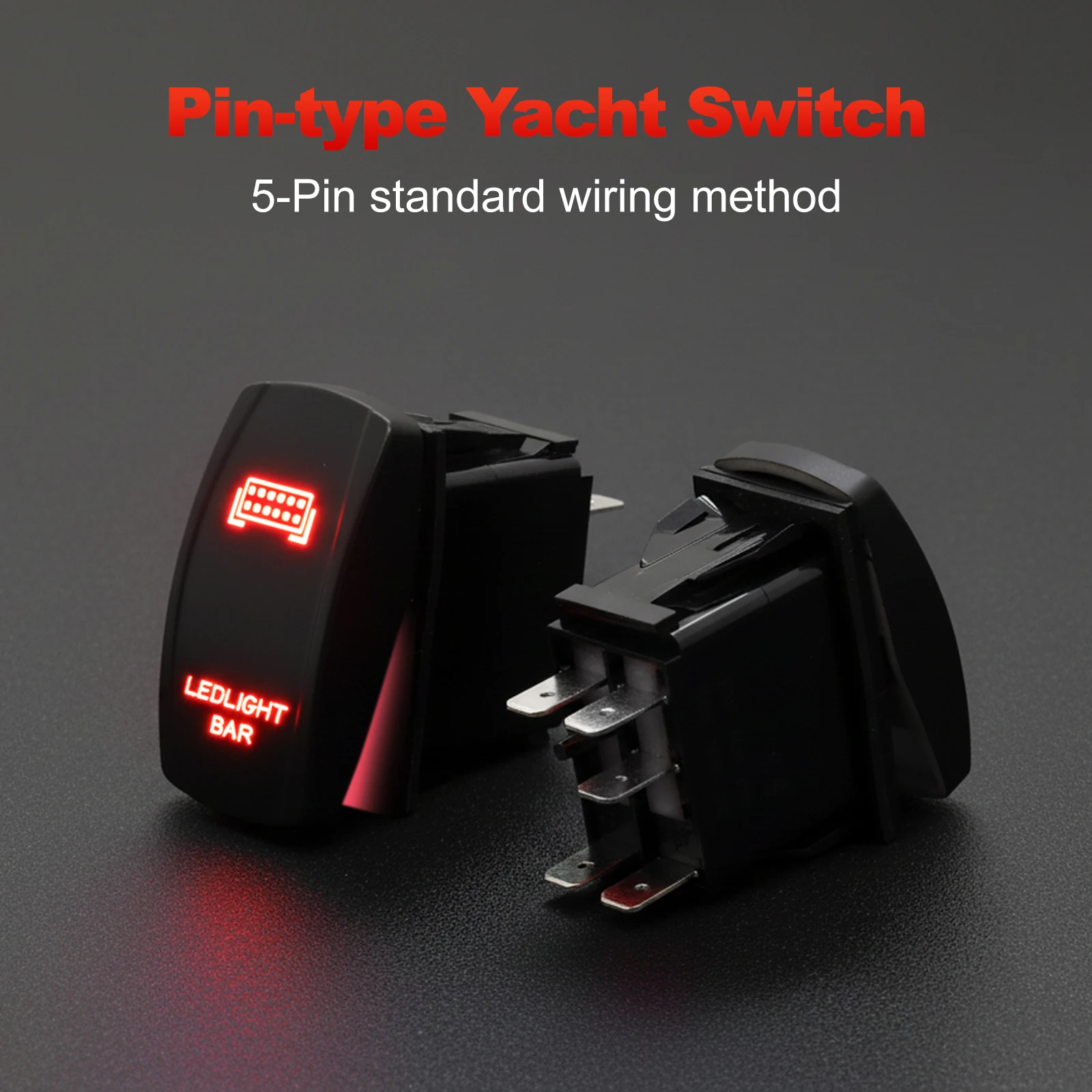 FILM 12V 24V LKW SPST Schalter Carling Wasserdicht 5Pin ON OFF Marine Schalter Auto Boot Wippschalter mit Dual LED Lichtleiste – Detail 8