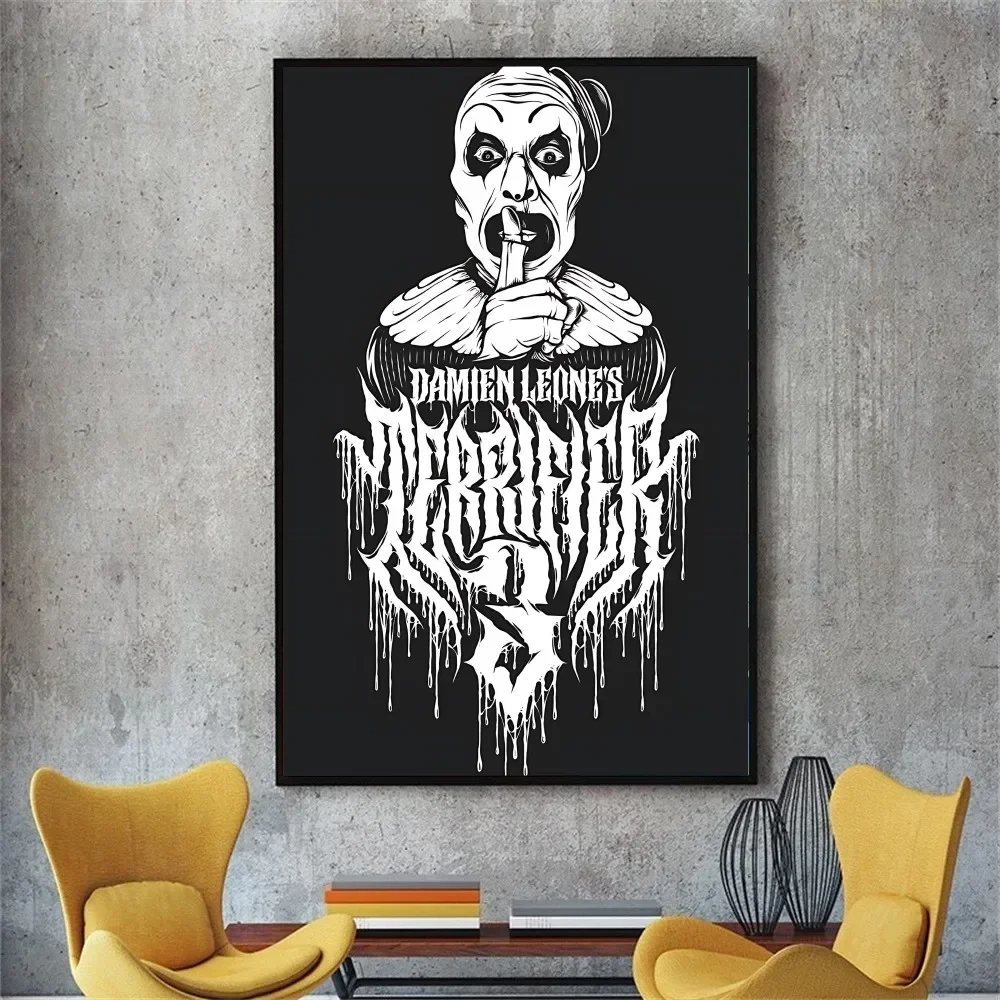 لوحة فنية جدارية عتيقة من Clown Horror T-Terrifier، ملصق مطبوع على القماش عالي الدقة، مناسب للمنزل، غرفة المعيشة، لوحة تزيين للعطلات