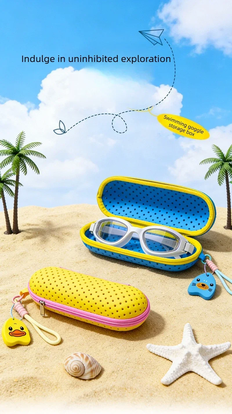 Perforierte EVA-Atmungsaktive Schwimmbrillen-Aufbewahrungstasche mit Griff, Tragbare Brillen- und Sonnenbrillen-Tasche, Schwimmausrüstungszubehör – Detail 1
