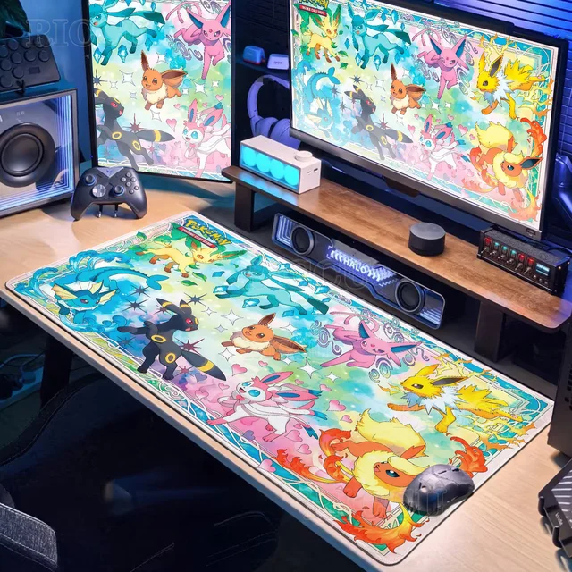 Japão anime gamer mouse pad e-eevee gabinete kawaii tablepad xxl p-pokemon teclado tapete portátil pc jogos de borracha estendida deskmates