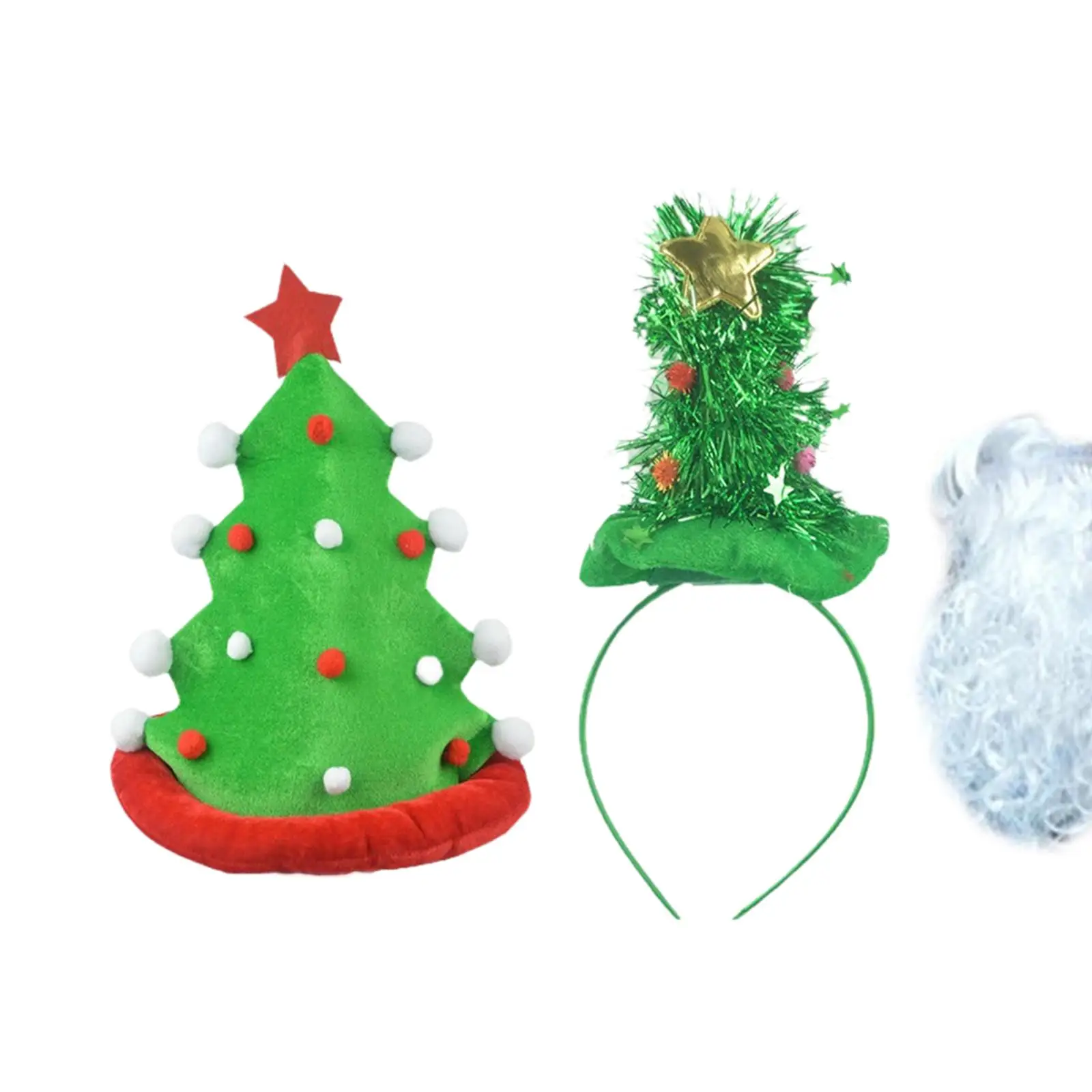 อุปกรณ์เสริมชุดคริสต์มาส 3 ชิ้น ที่คาดผมสวมใส่สบาย หมวกต้นคริสต์มาส หนวดปลอม สำหรับงานปาร์ตี้ธีมคริสต์มาส