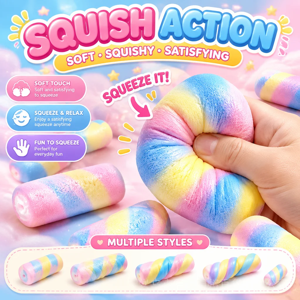 Crispy Squishy Toy Rainbow Candy Crunchy Macaron Simulation Chocolate Stress Relief Fidget Novelty Toy Squishy Squeeze Toys