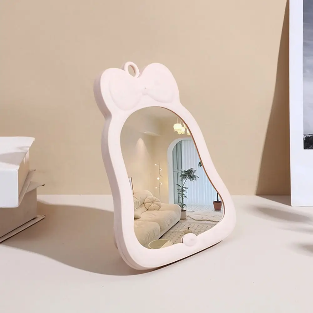 Cute Bow-knot Makeup Mirror Single Face Portable Desktop Princess Mirror Wear-resistant Multifunction Tabletop Makeup Mirror