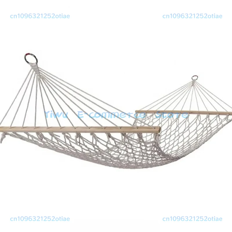 

Mesh cotton rope wooden stick single double hammock