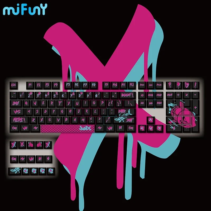 

MiFuny Arcane Jinx Theme Set Dye-Sublimation PBT Keyboard Cap Cherry Profile Graffiti Custom Key Caps Mechanical Keyboard Gifts